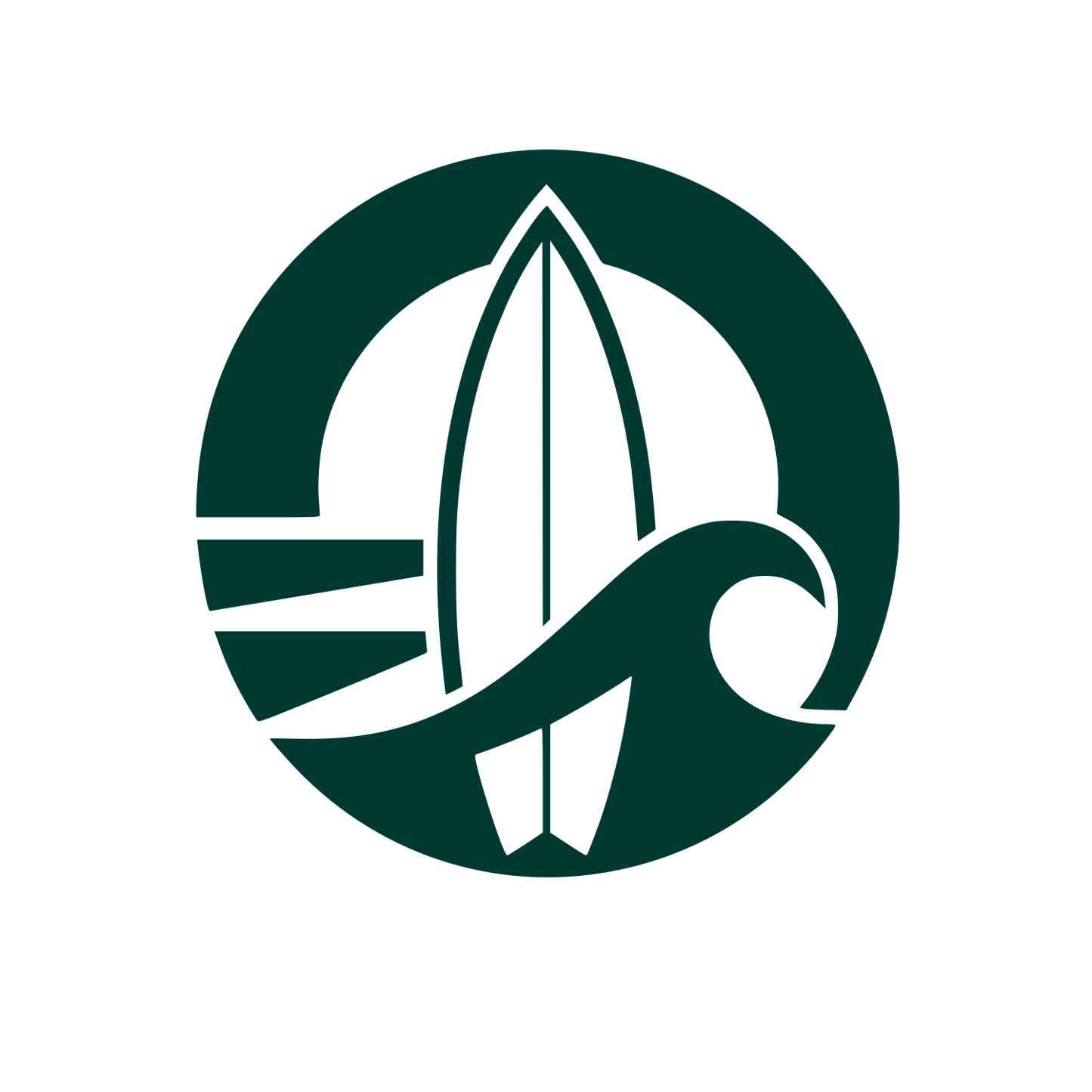 Surfboard Wave Circle Logo #003932