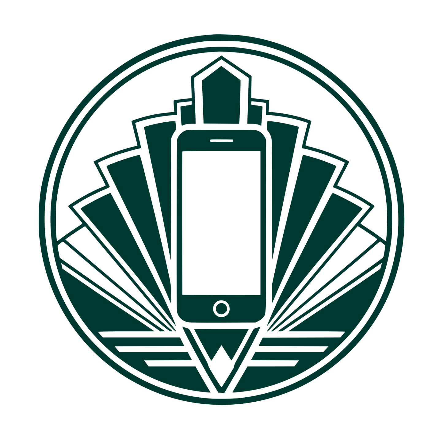 Art Deco Smartphone Circle Logo #003932