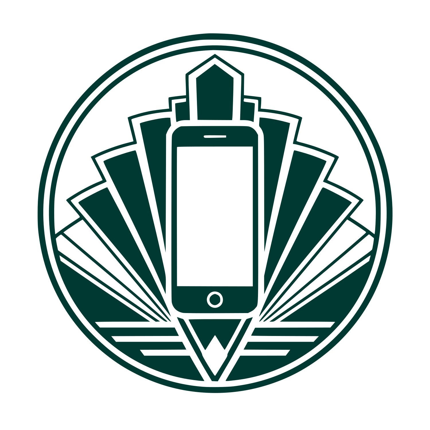 Art Deco Smartphone Circle Logo #003932