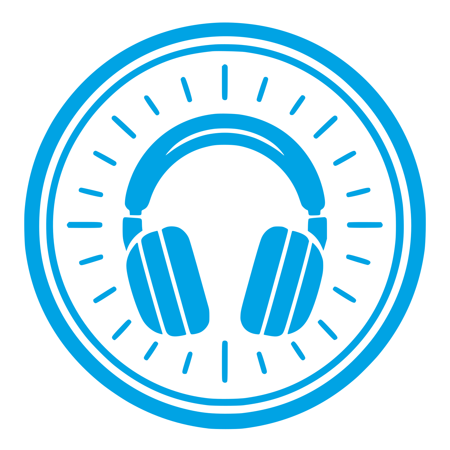 Headphones Circle Badge Logo #00a3e4