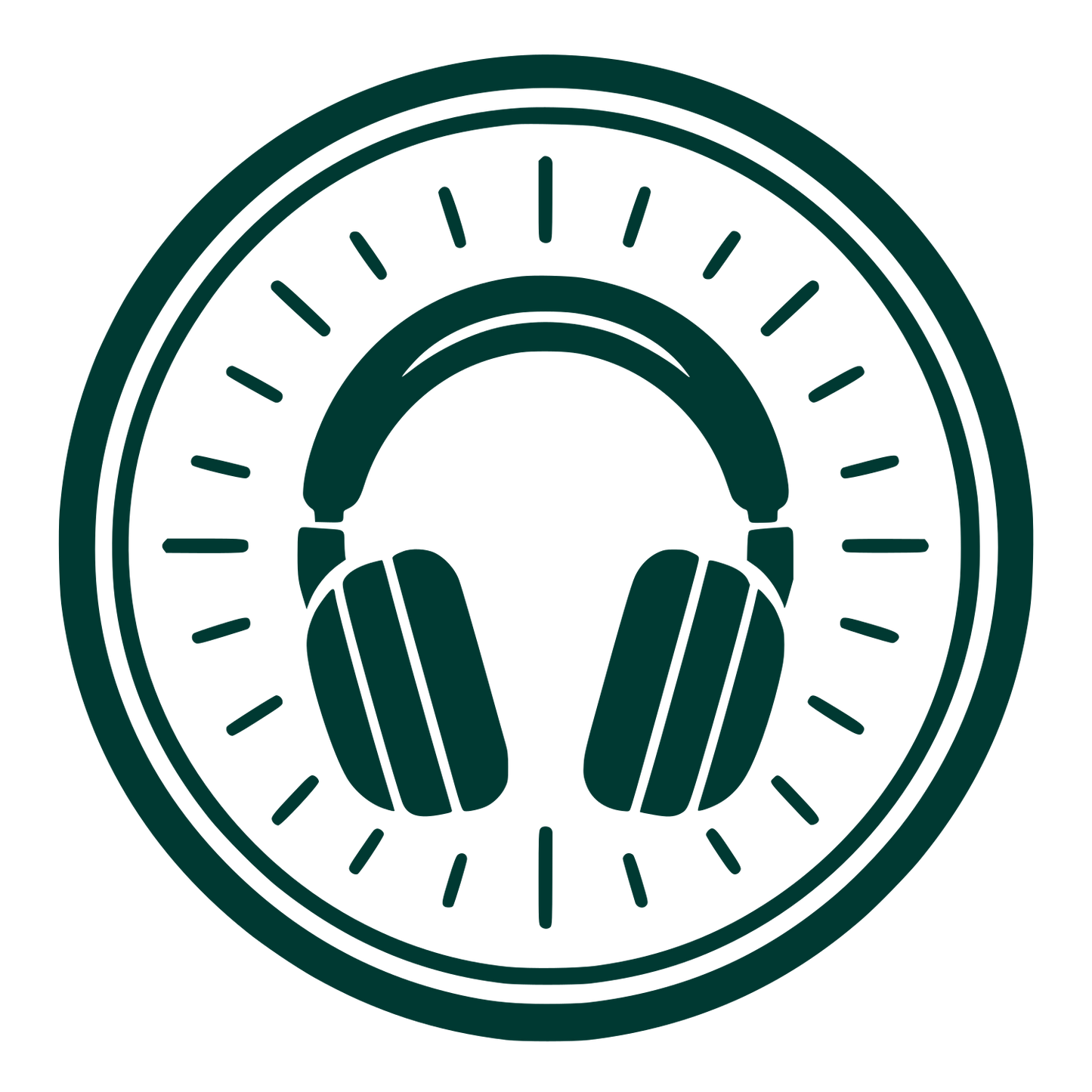 Headphones Circle Badge Logo #003932