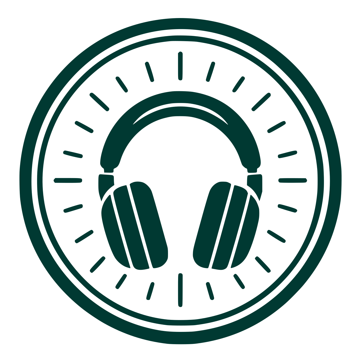 Headphones Circle Badge Logo #003932