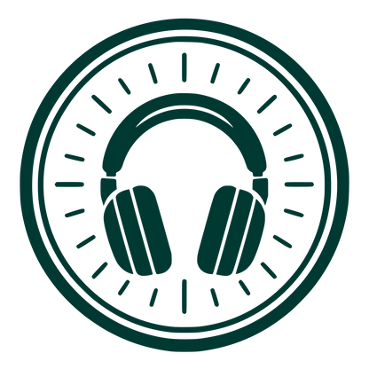 Headphones Circle Badge Logo #003932