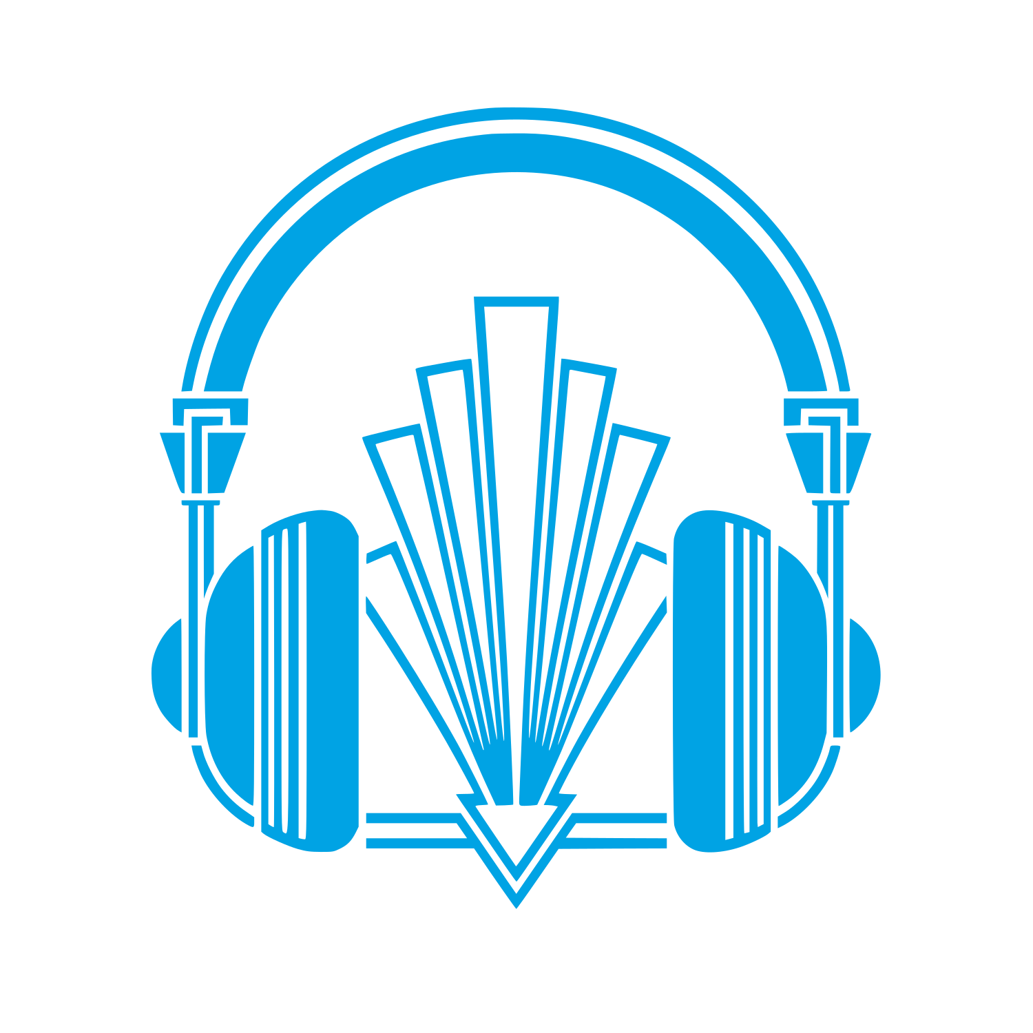 Art Deco Headphones Logo #00a3e4
