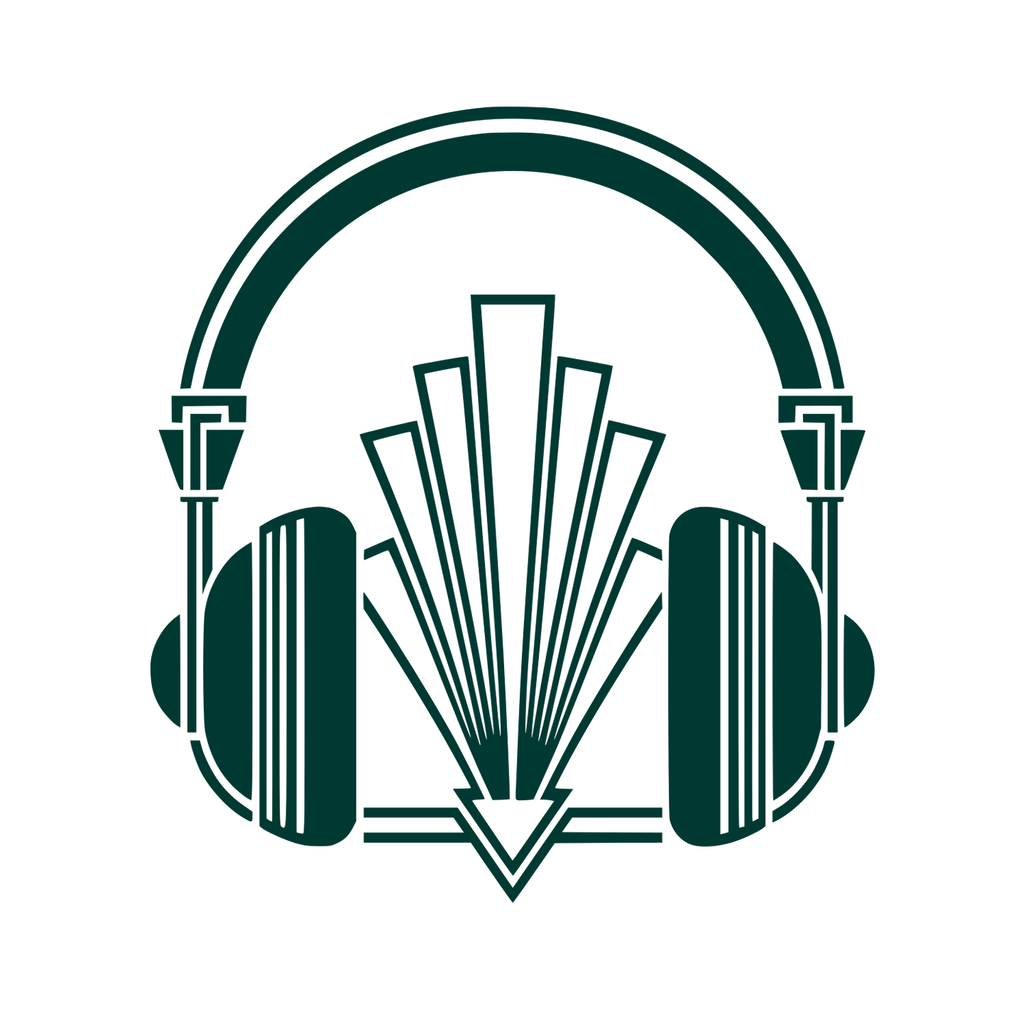Art Deco Headphones Logo #003932