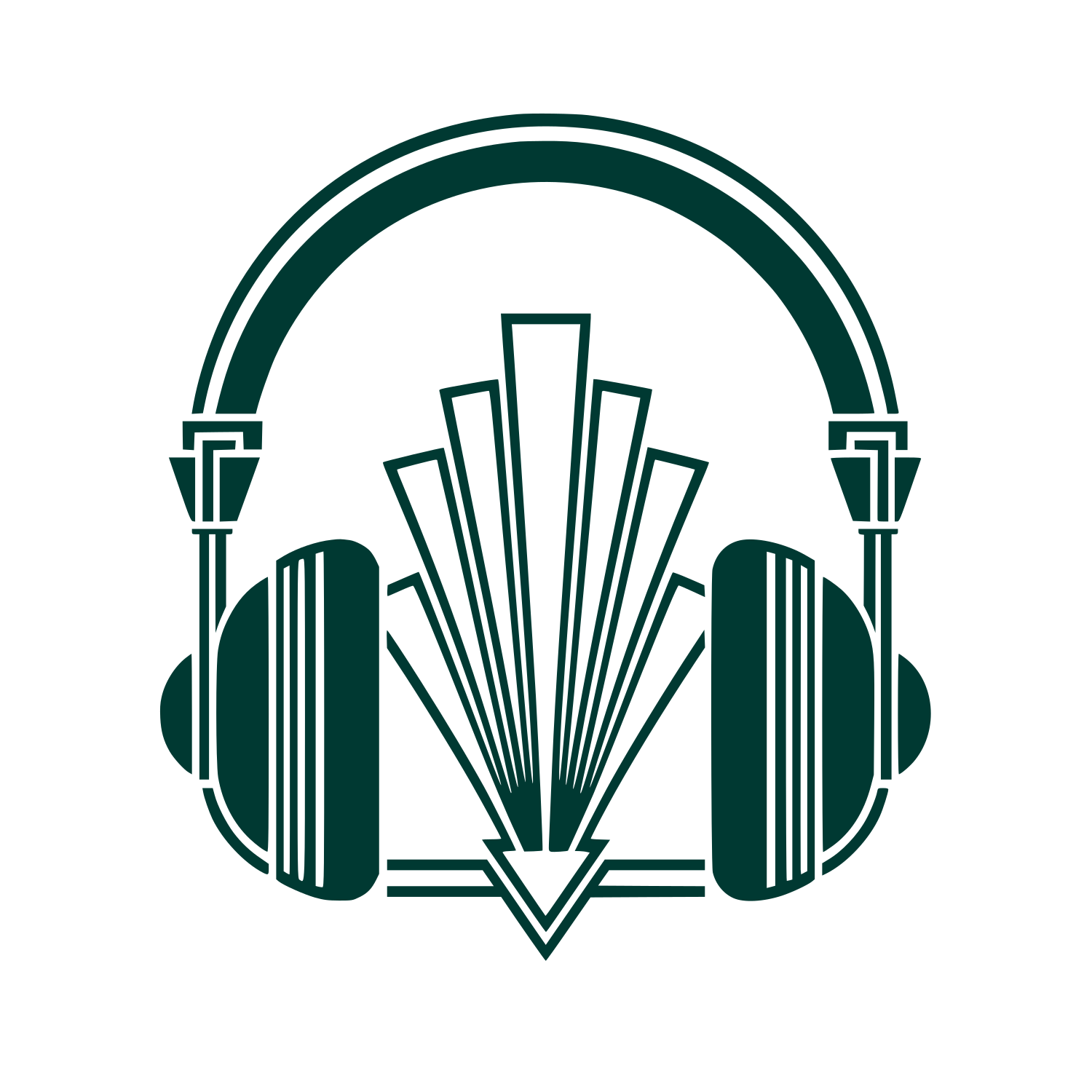 Art Deco Headphones Logo #003932