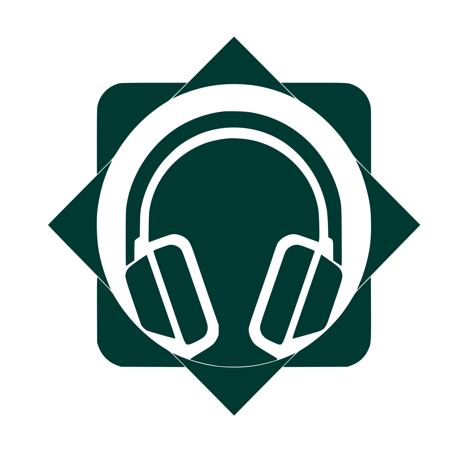 Headphones Star Emblem Logo #003932