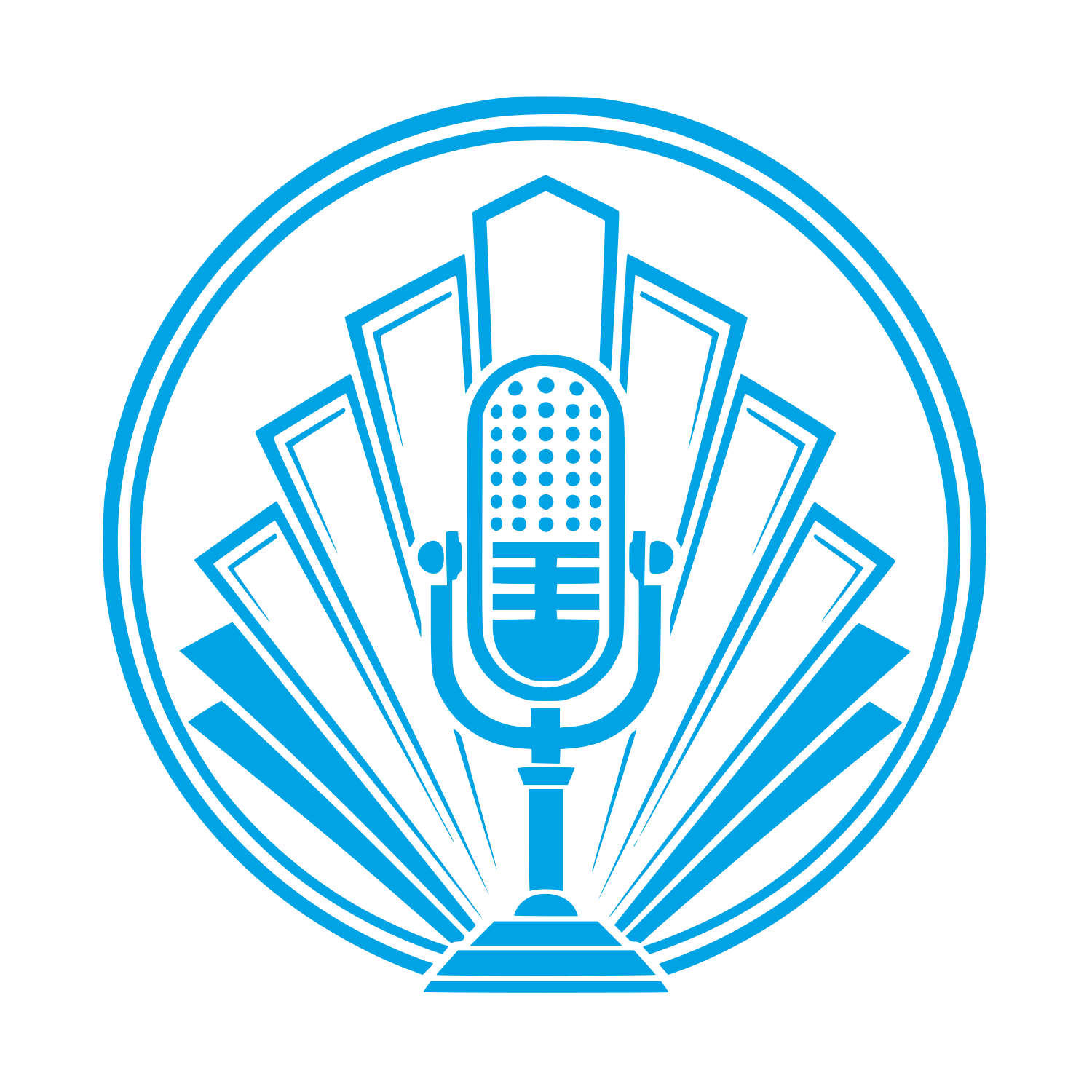 Vintage Microphone Circle Logo #00a3e4