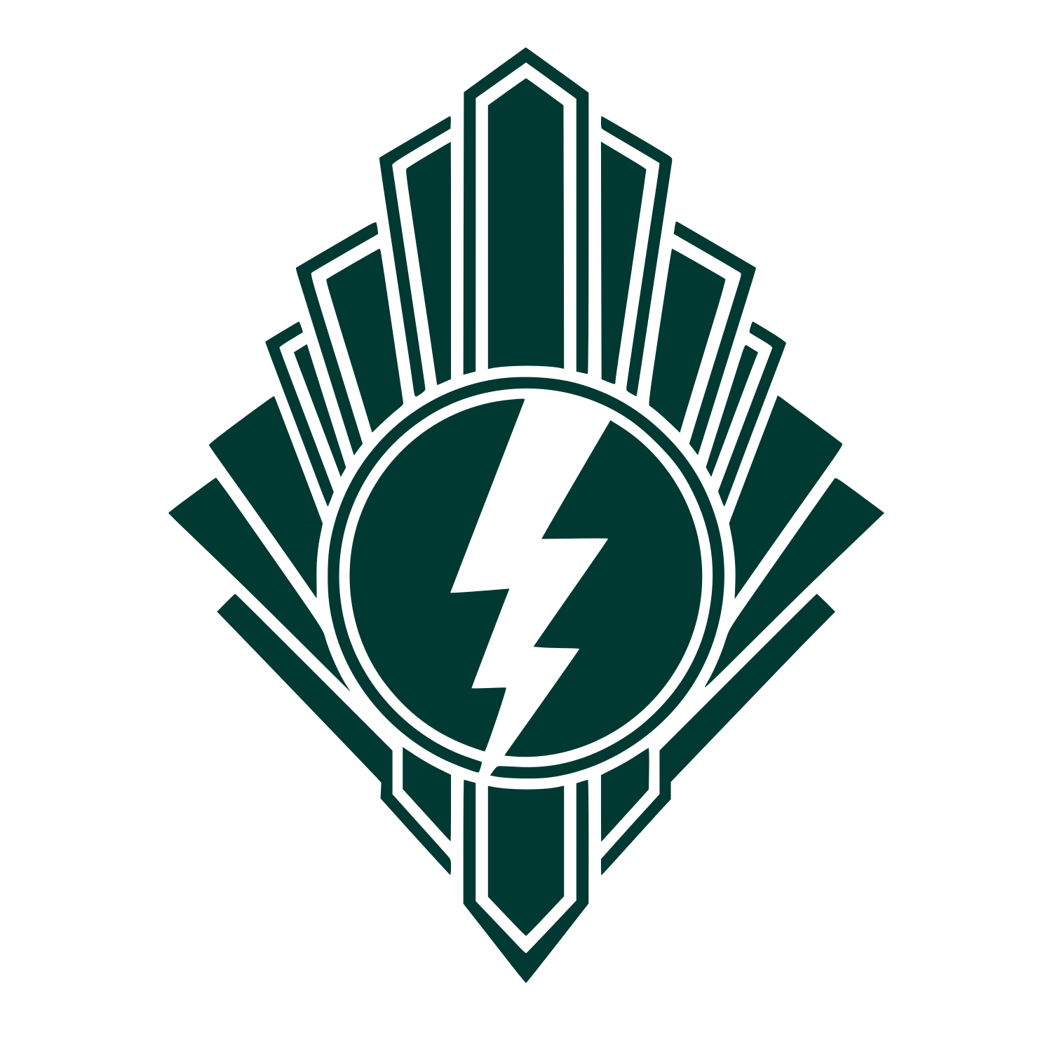 Art Deco Lightning Bolt Logo #003932