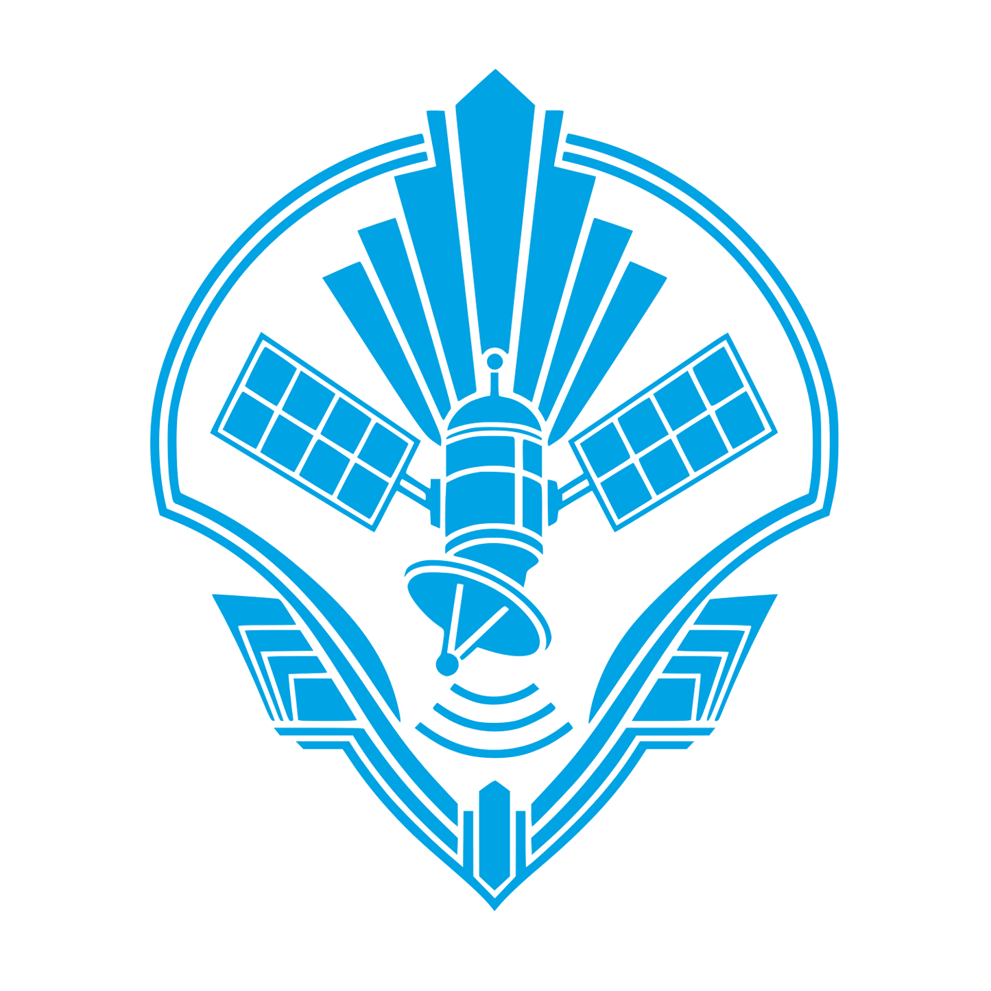 Space Satellite Emblem Logo #00a3e4