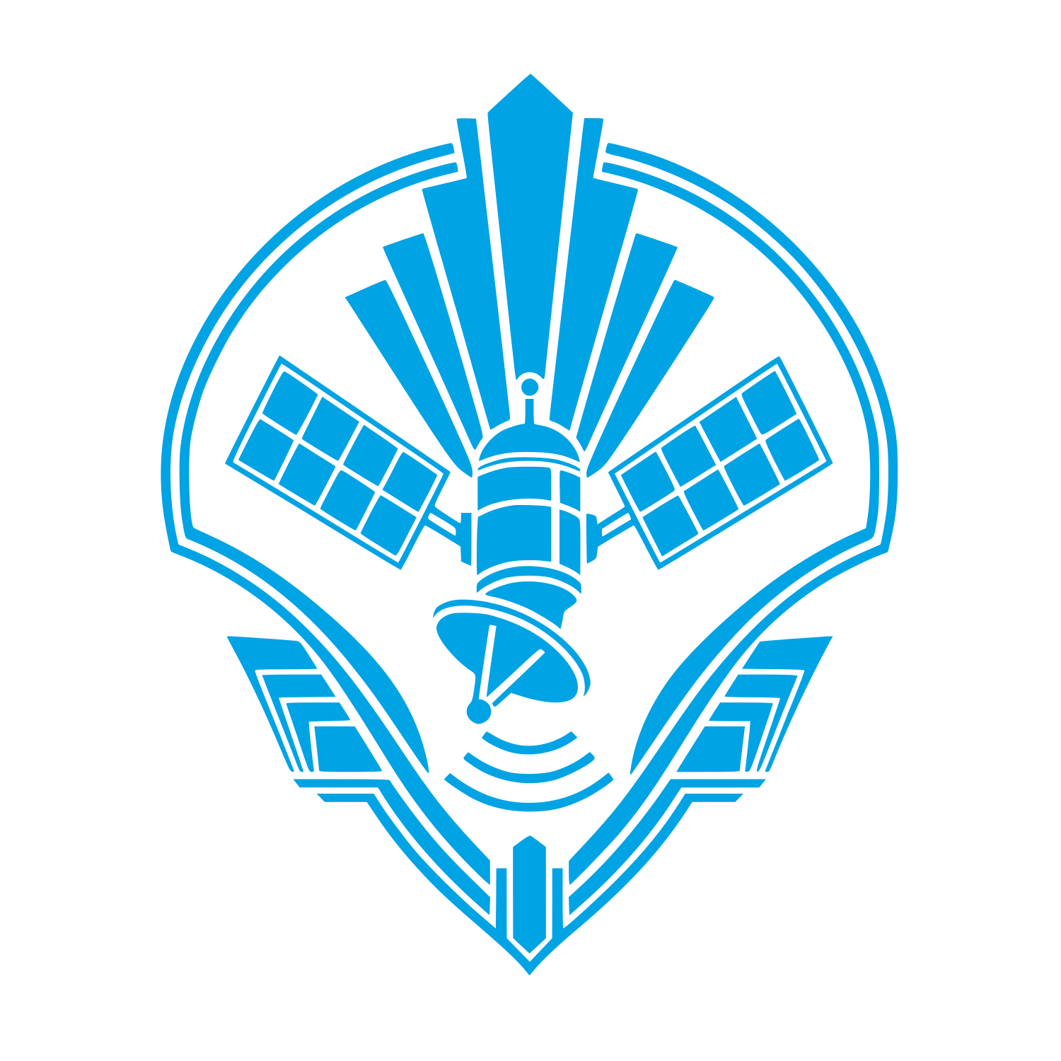 Space Satellite Emblem Logo #00a3e4