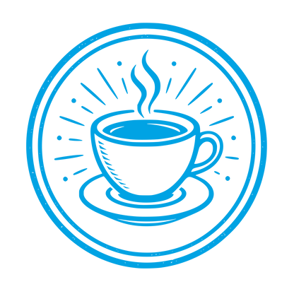 Coffee Cup Circle Badge Logo #00a3e4