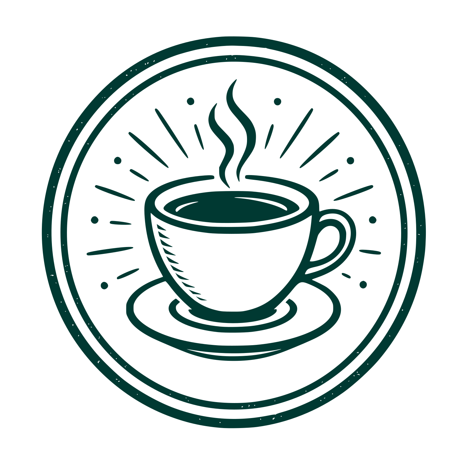 Coffee Cup Circle Badge Logo #003932