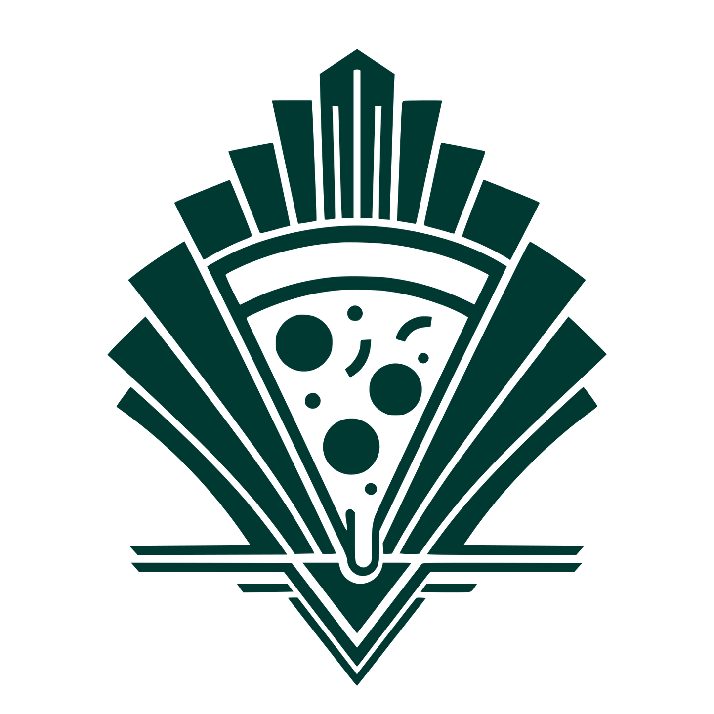 Art Deco Pizza Slice Logo #003932