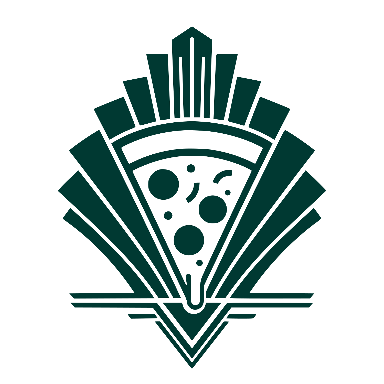 Art Deco Pizza Slice Logo #003932
