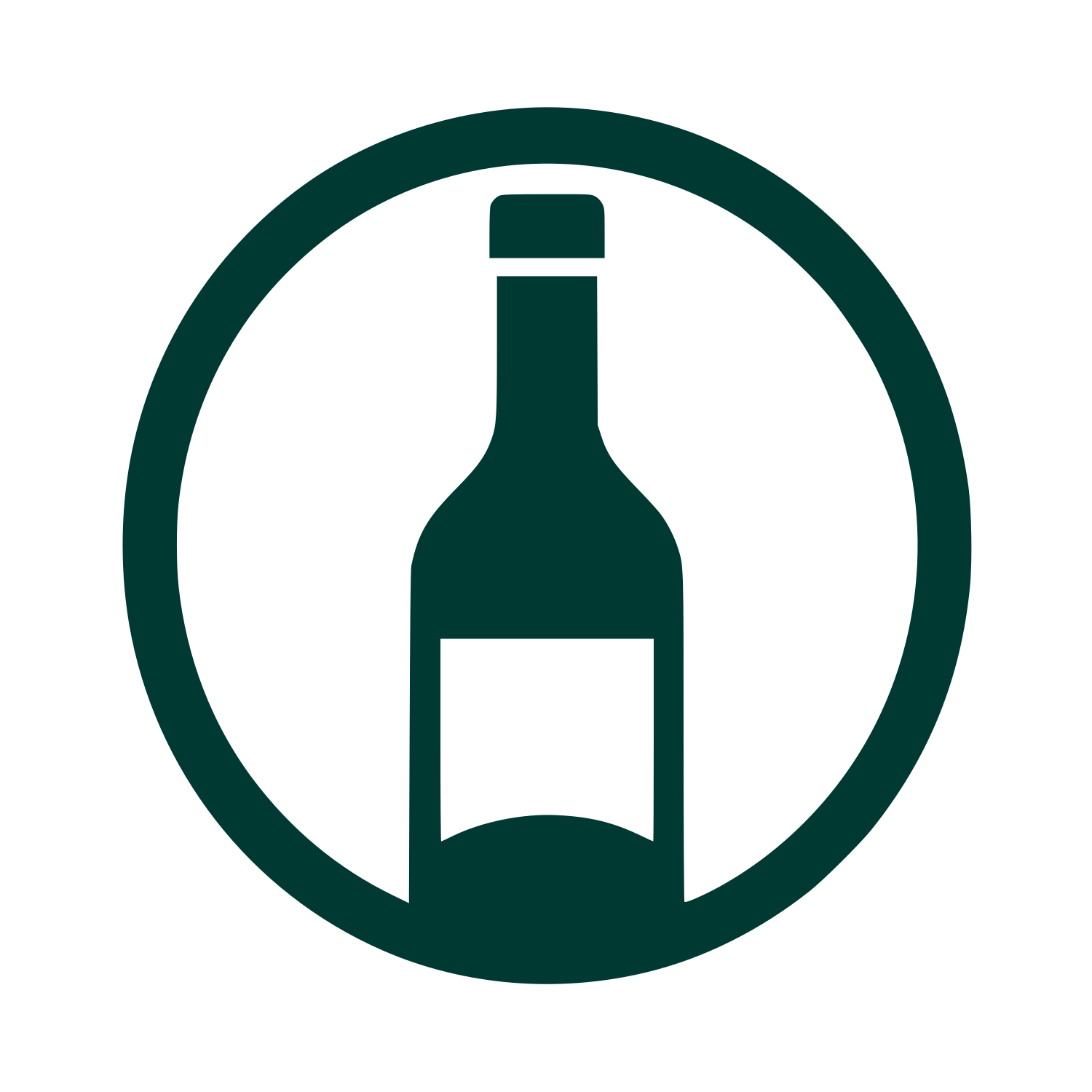 Wine Bottle Circle Logo #003932