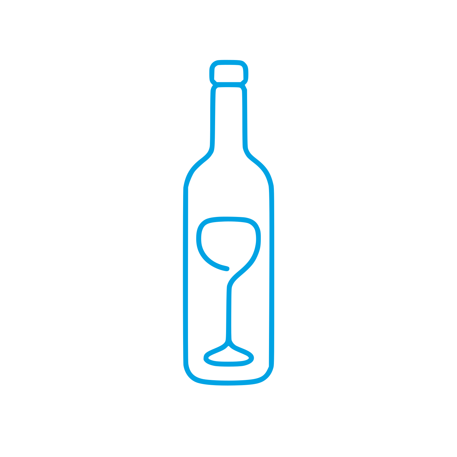 Wine Bottle and Glass Logo #00a3e4