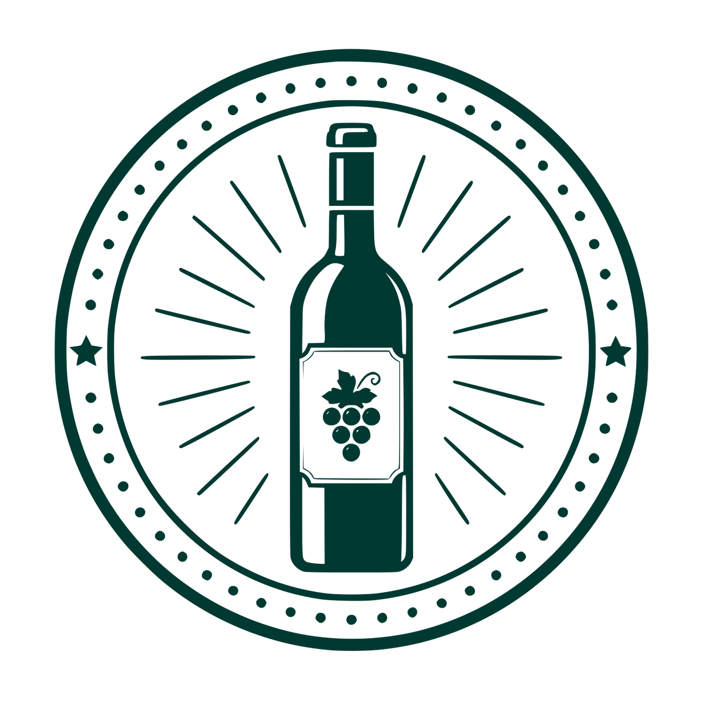Wine Bottle Badge Logo #003932