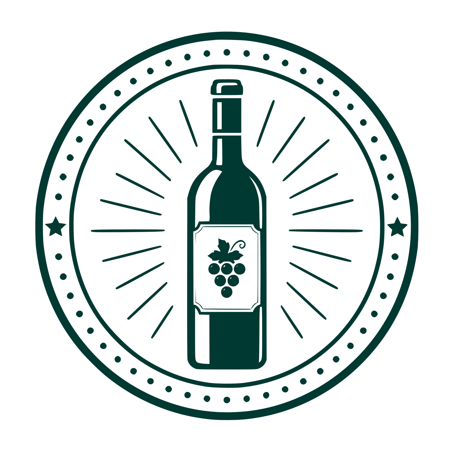 Wine Bottle Badge Logo #003932