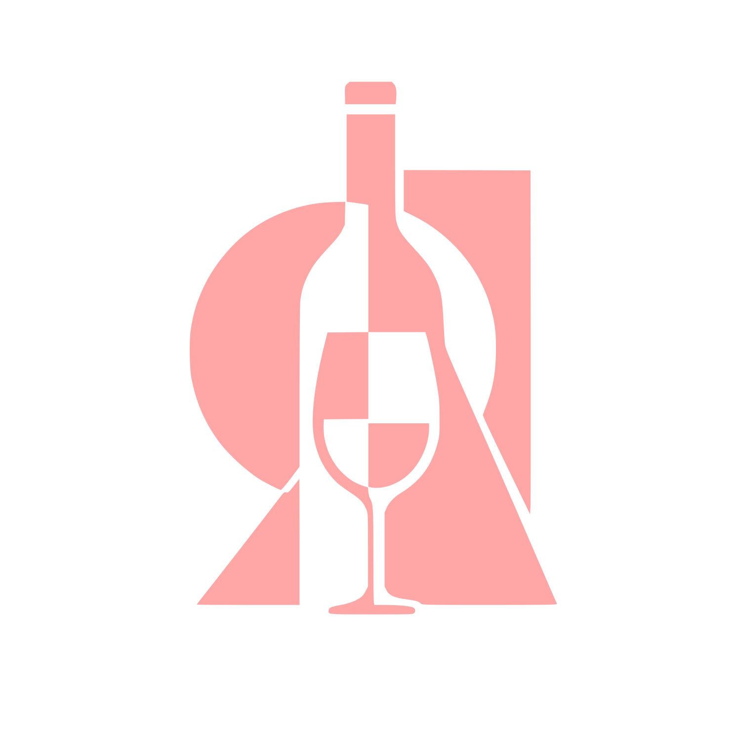Wine Bottle and Glass Logo #ffa6a6
