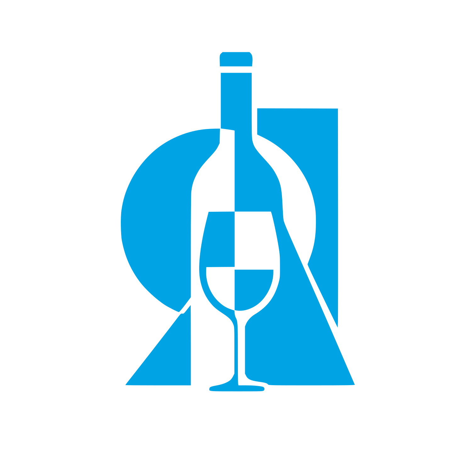 Wine Bottle and Glass Logo #00a3e4