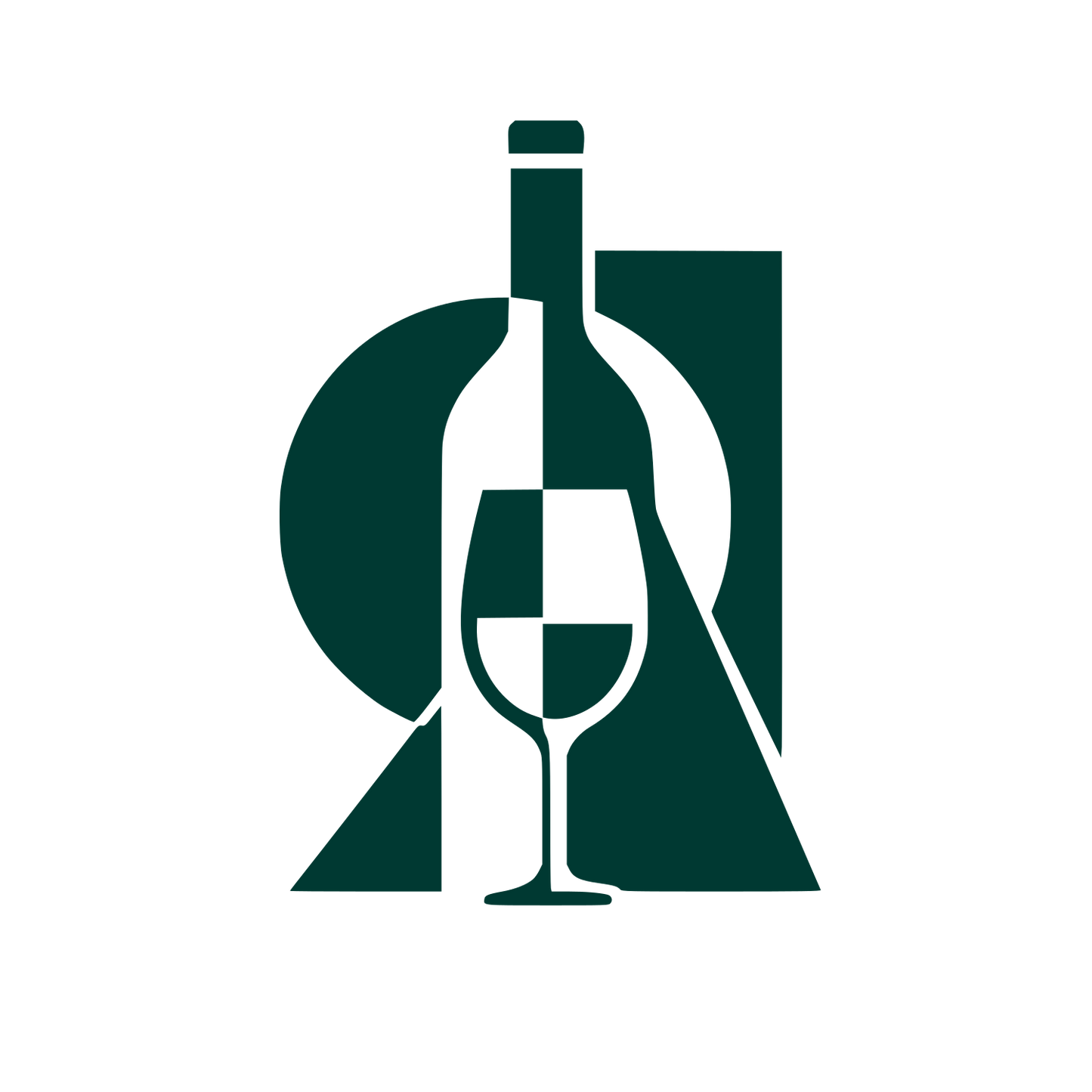 Wine Bottle and Glass Logo #003932