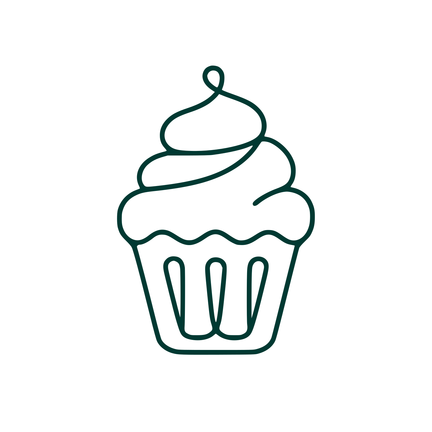 Swirled Cupcake Outline Logo #003932