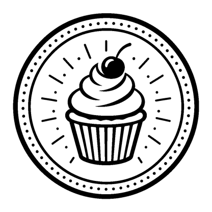 Cupcake Cherry Badge Logo