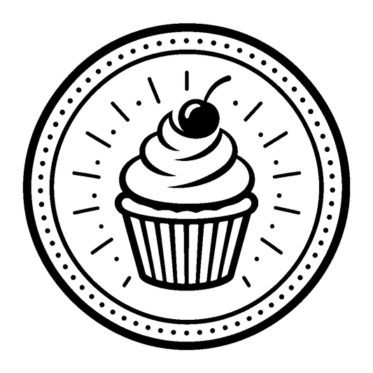 Cupcake Cherry Badge Logo