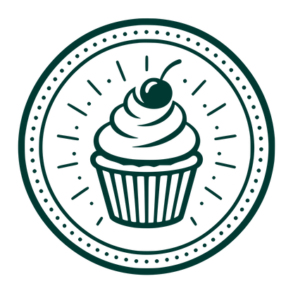 Cupcake Cherry Badge Logo #003932