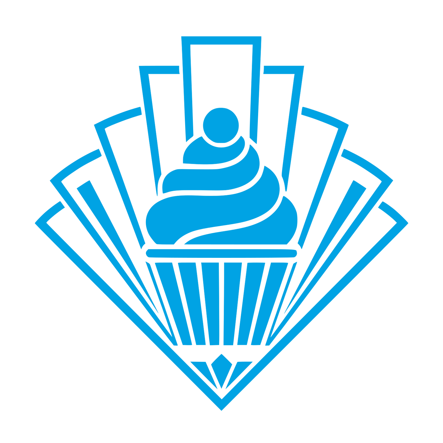 Art Deco Cupcake Logo #00a3e4