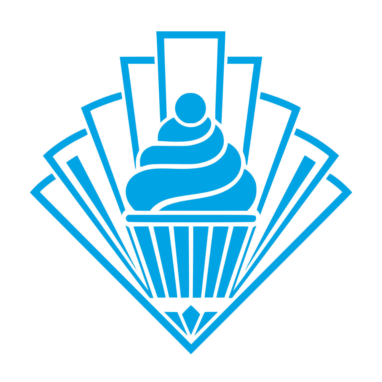 Art Deco Cupcake Logo #00a3e4