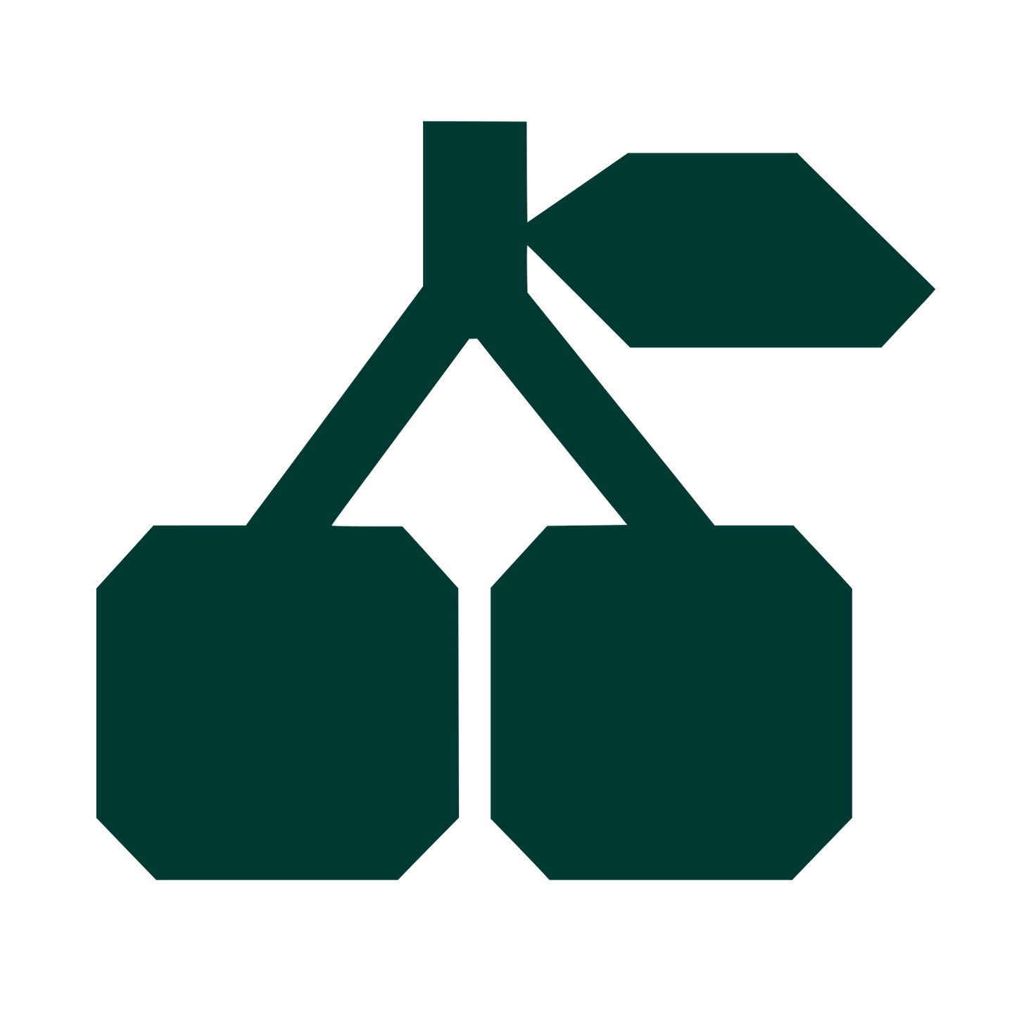 Geometric Cherry Pair Logo #003932