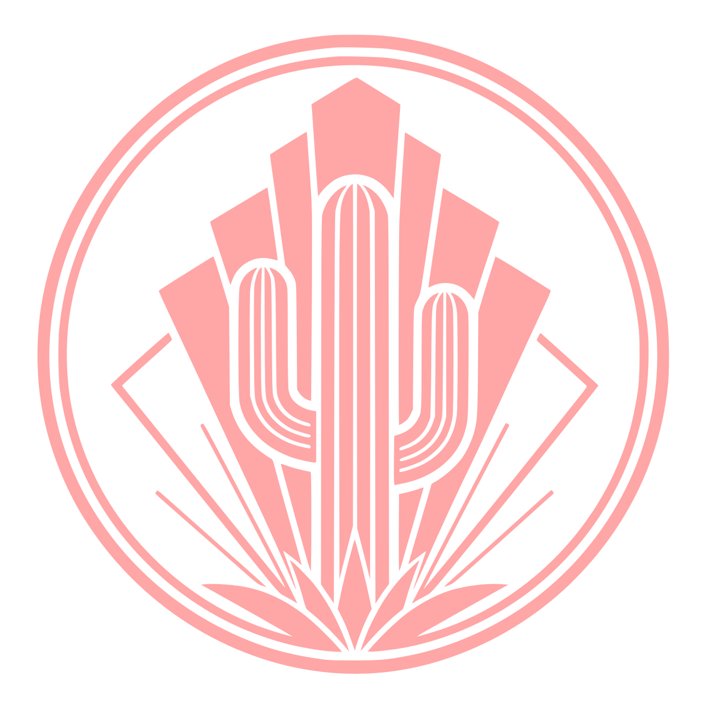 Art Deco Cactus Circle Logo #ffa6a6