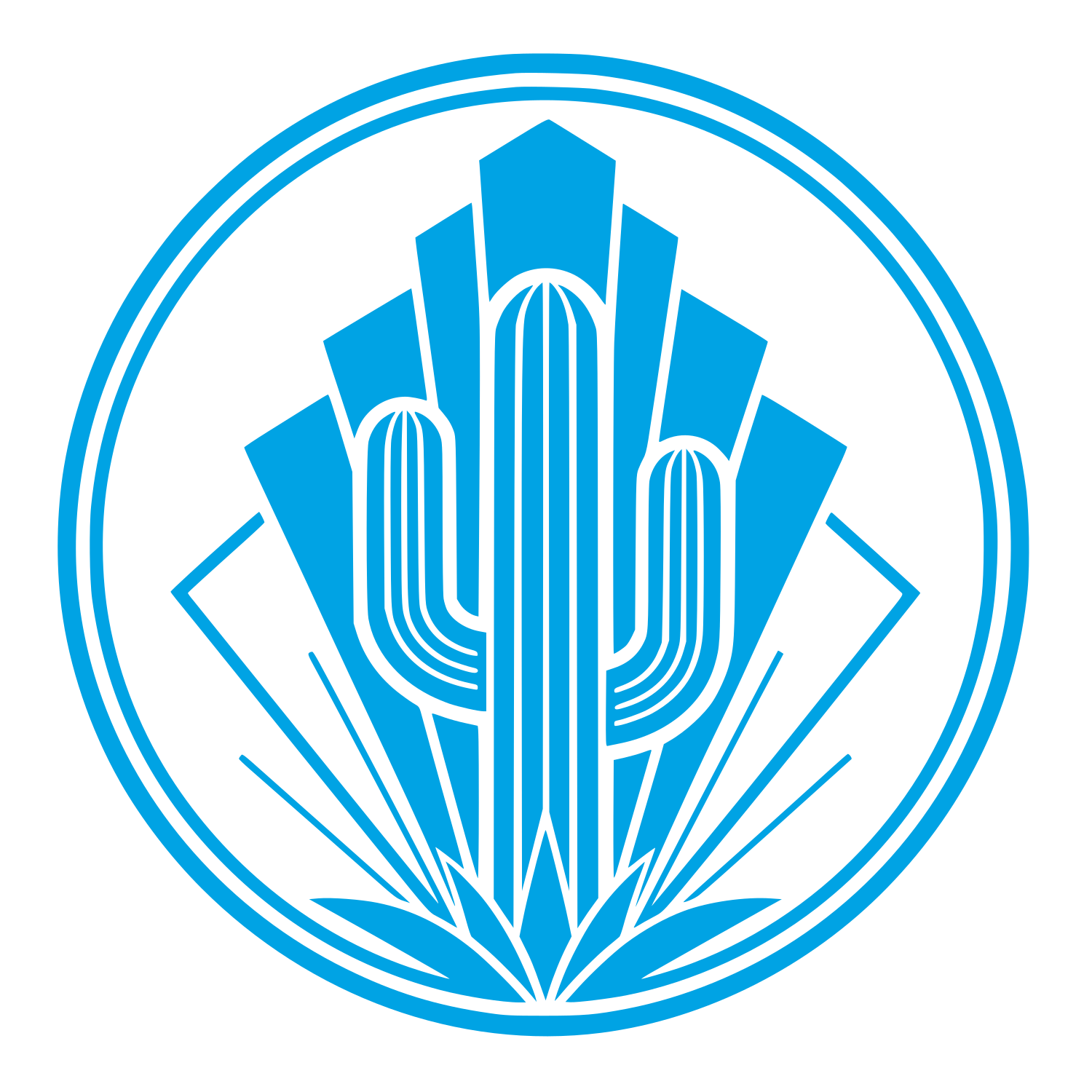 Art Deco Cactus Circle Logo #00a3e4