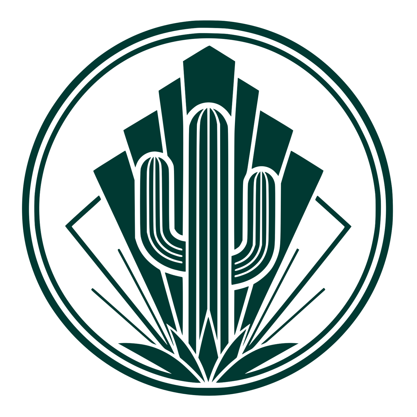 Art Deco Cactus Circle Logo #003932
