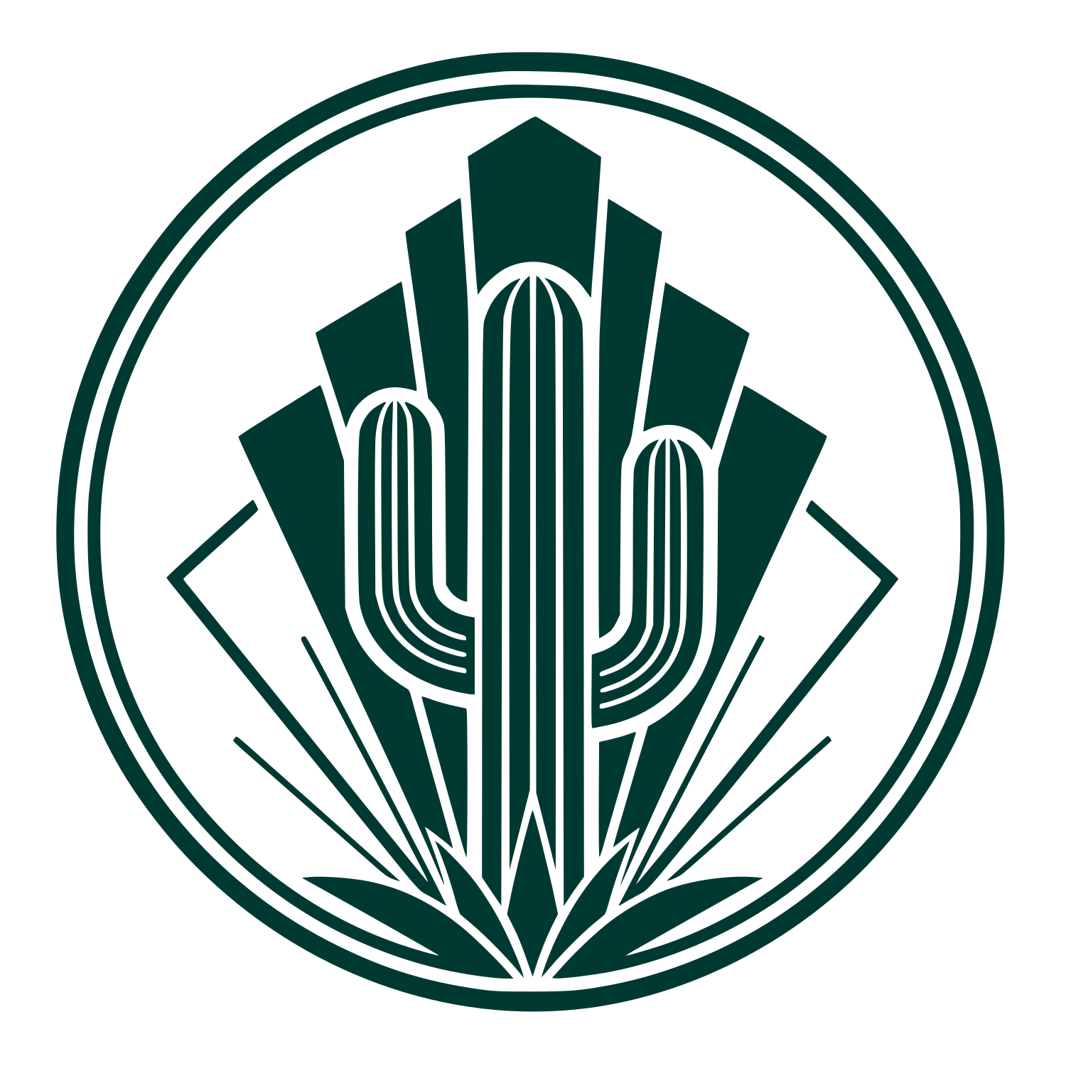 Art Deco Cactus Circle Logo #003932
