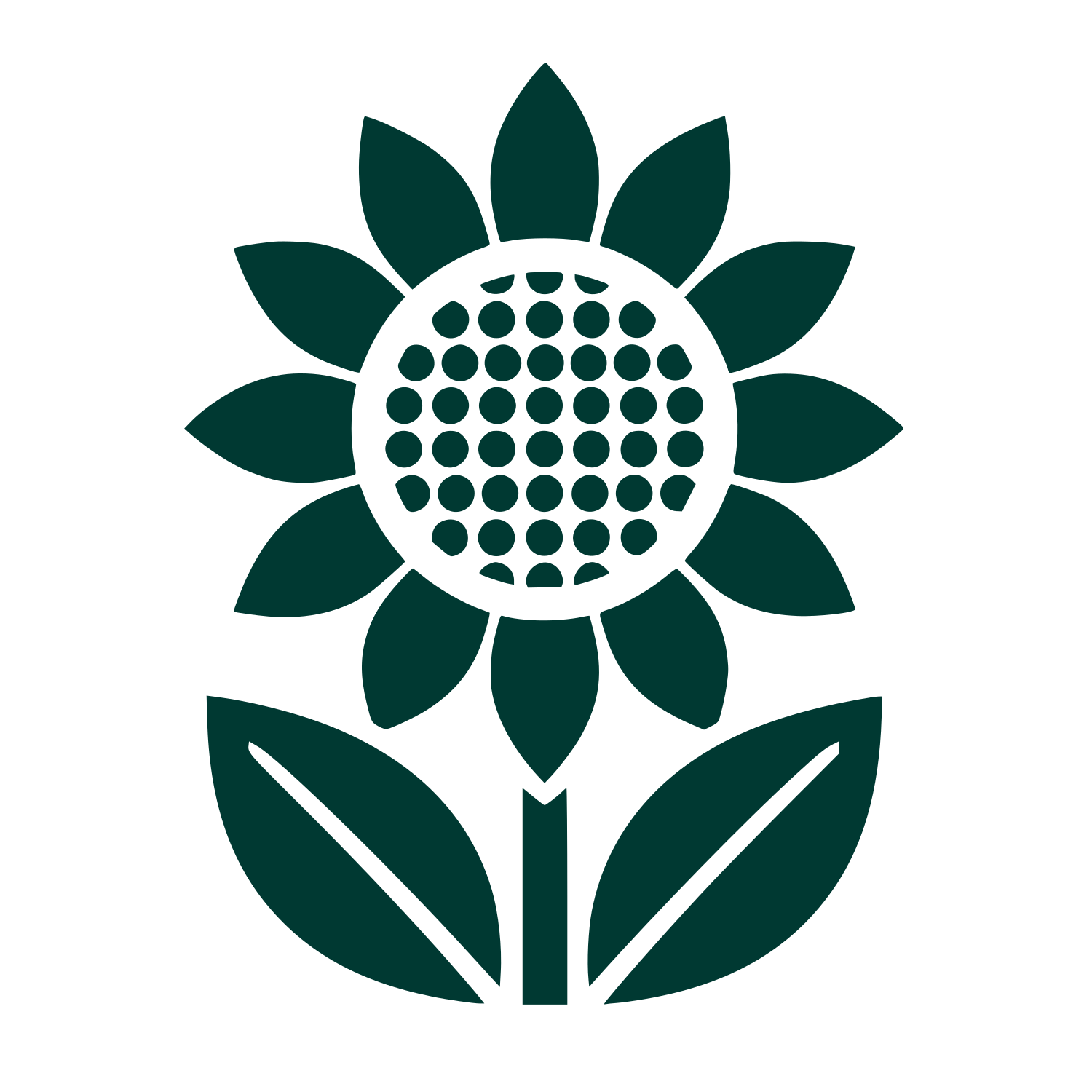 Sunflower with Leaves Logo #003932
