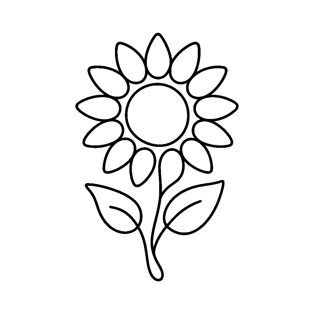 Sunflower Stem Outline Logo