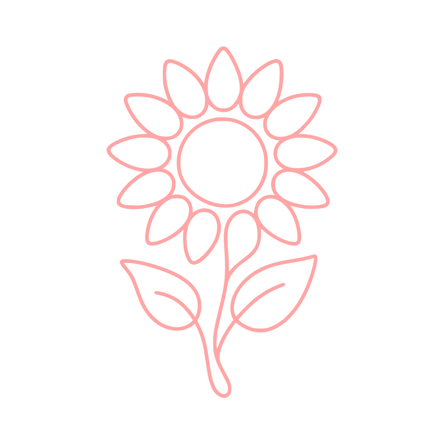 Sunflower Stem Outline Logo #ffa6a6