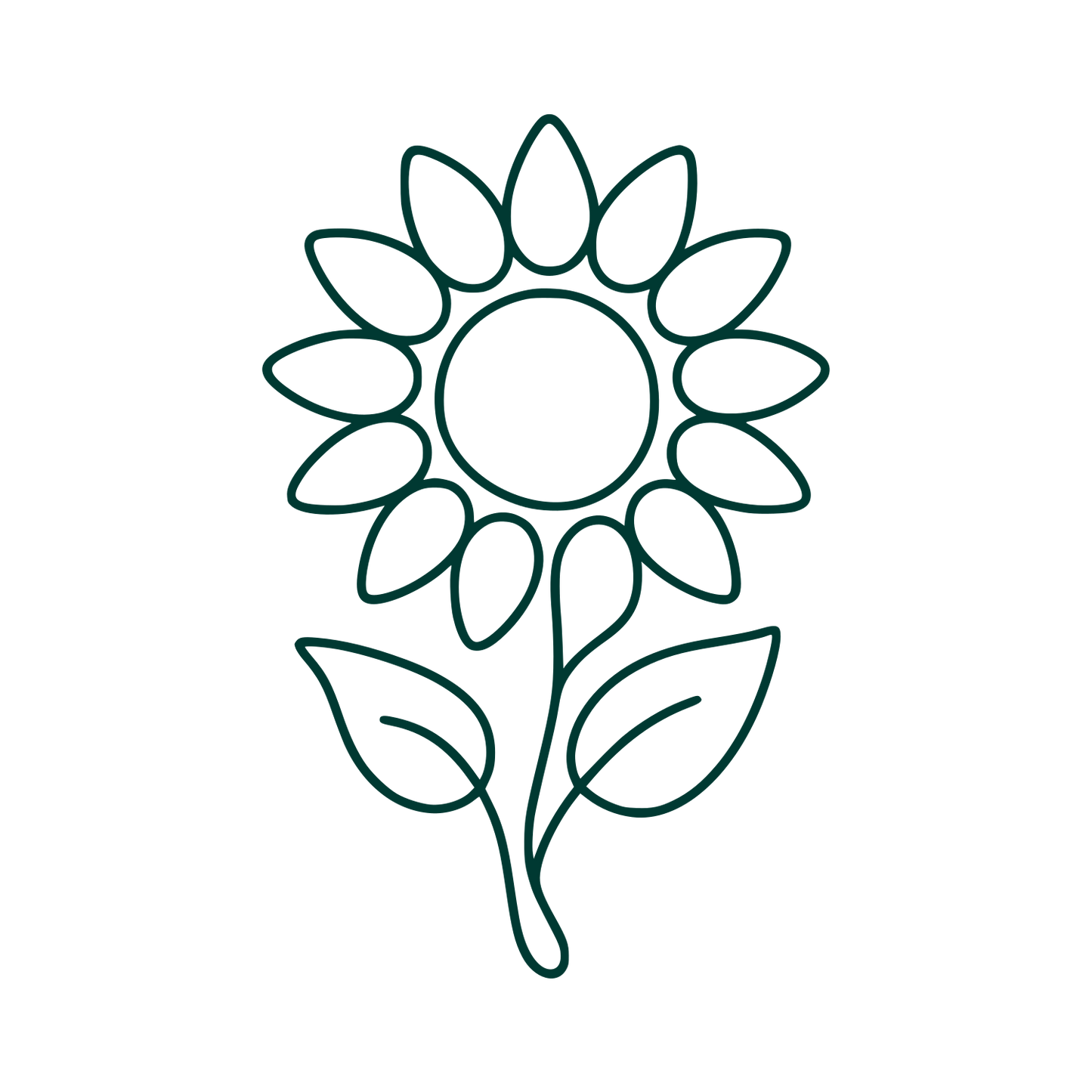 Sunflower Stem Outline Logo #003932