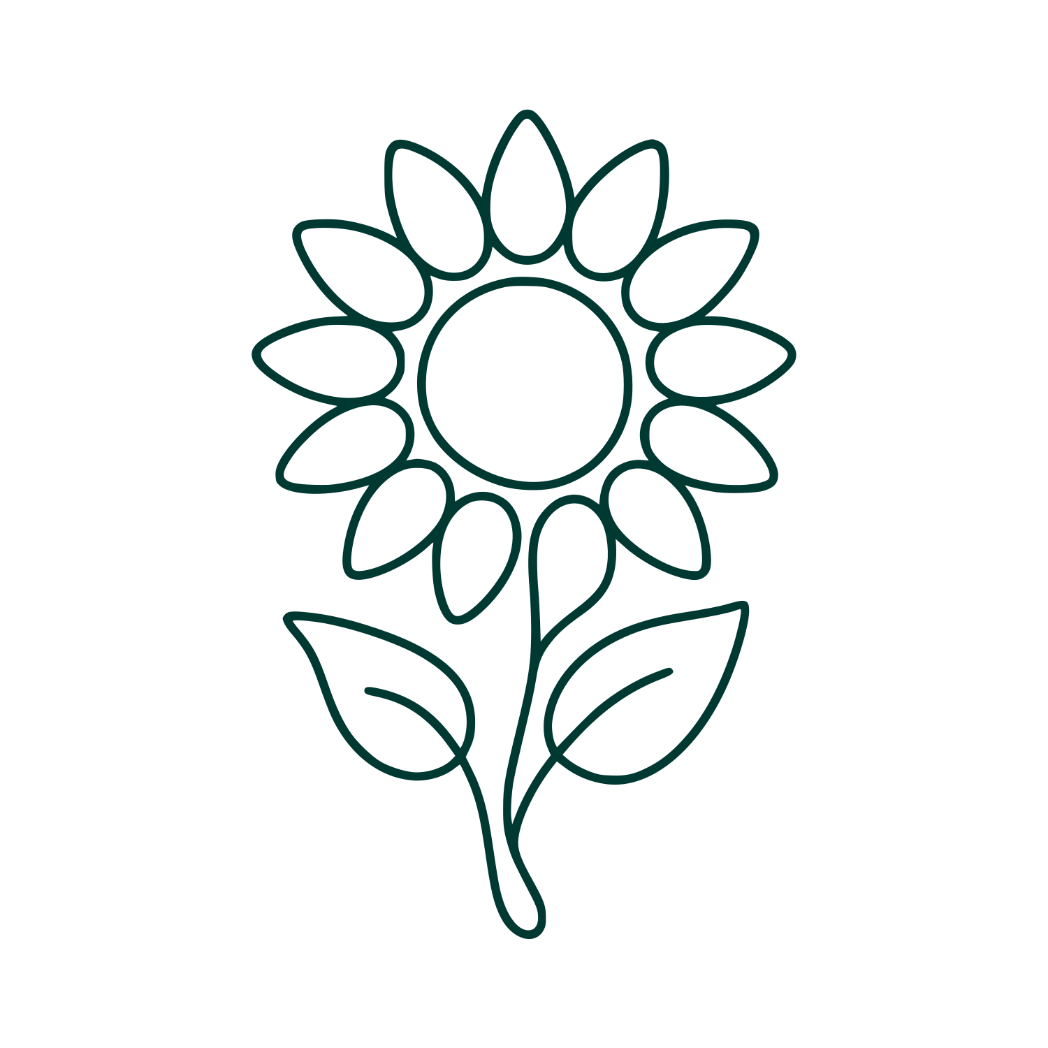 Sunflower Stem Outline Logo #003932