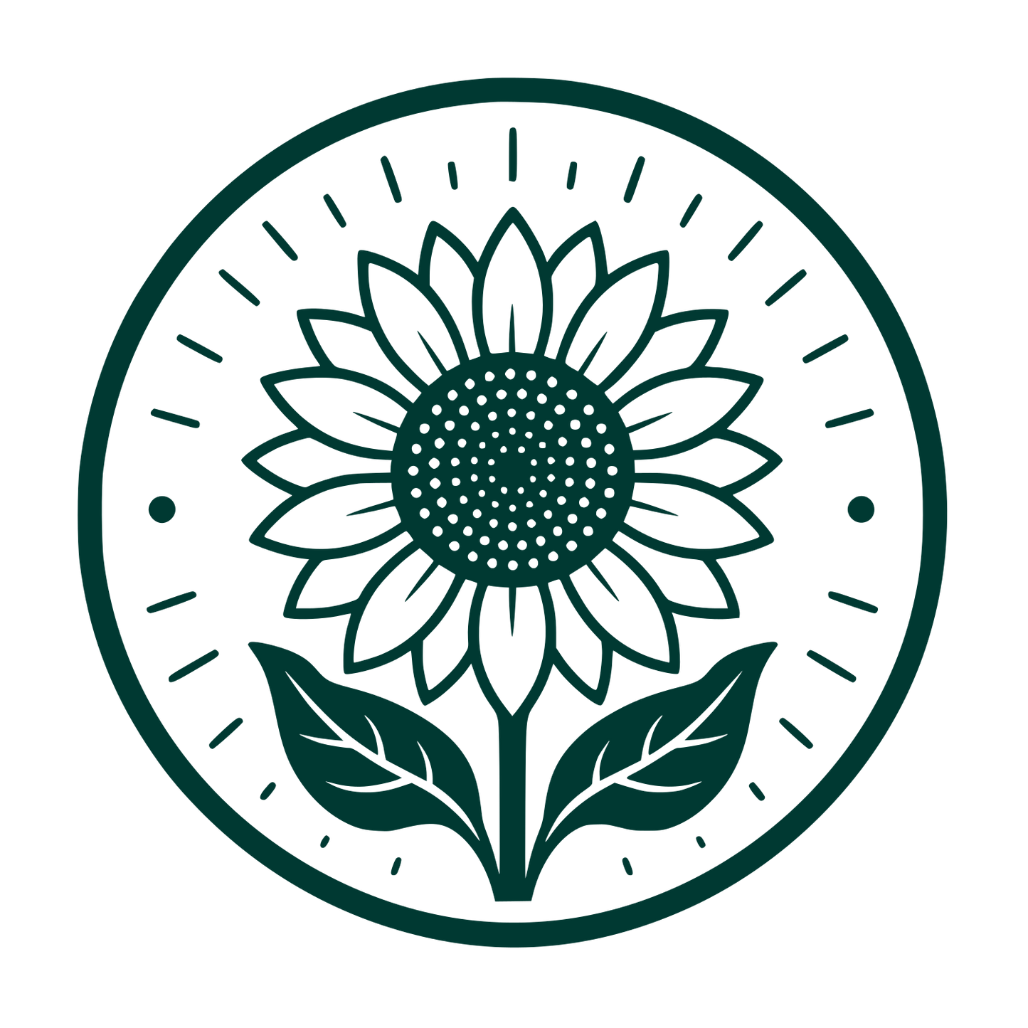 Sunflower Circle Badge Logo #003932