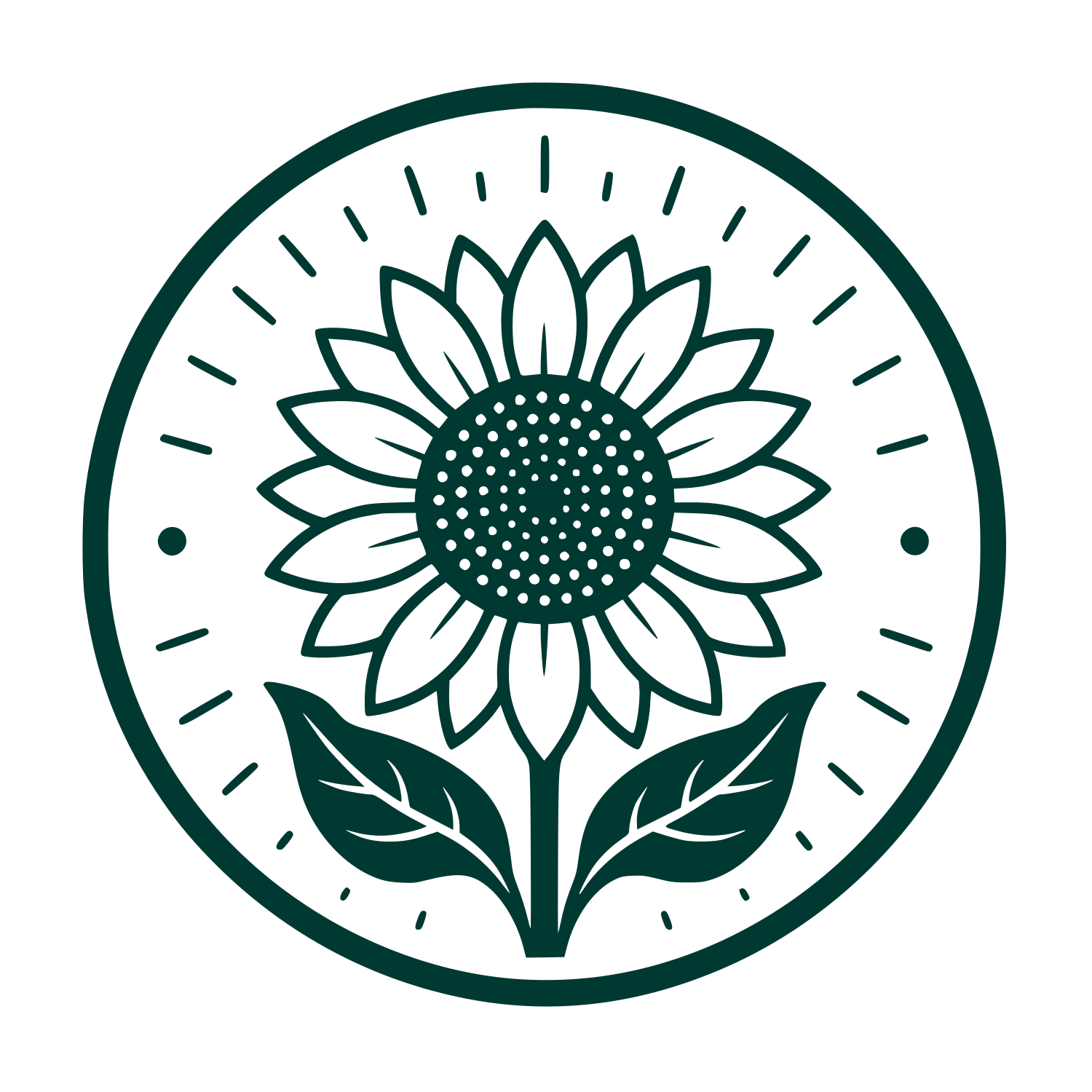 Sunflower Circle Badge Logo #003932