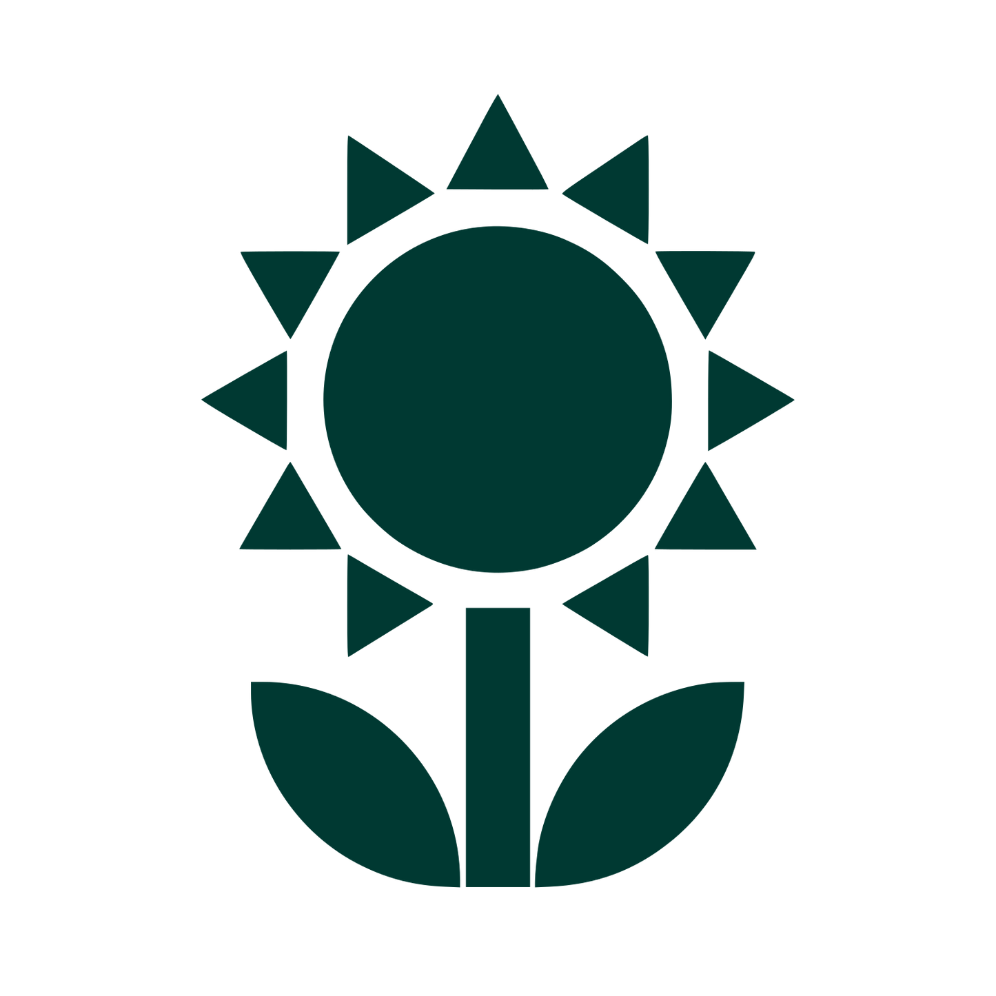 Geometric Sunflower Stem Logo #003932