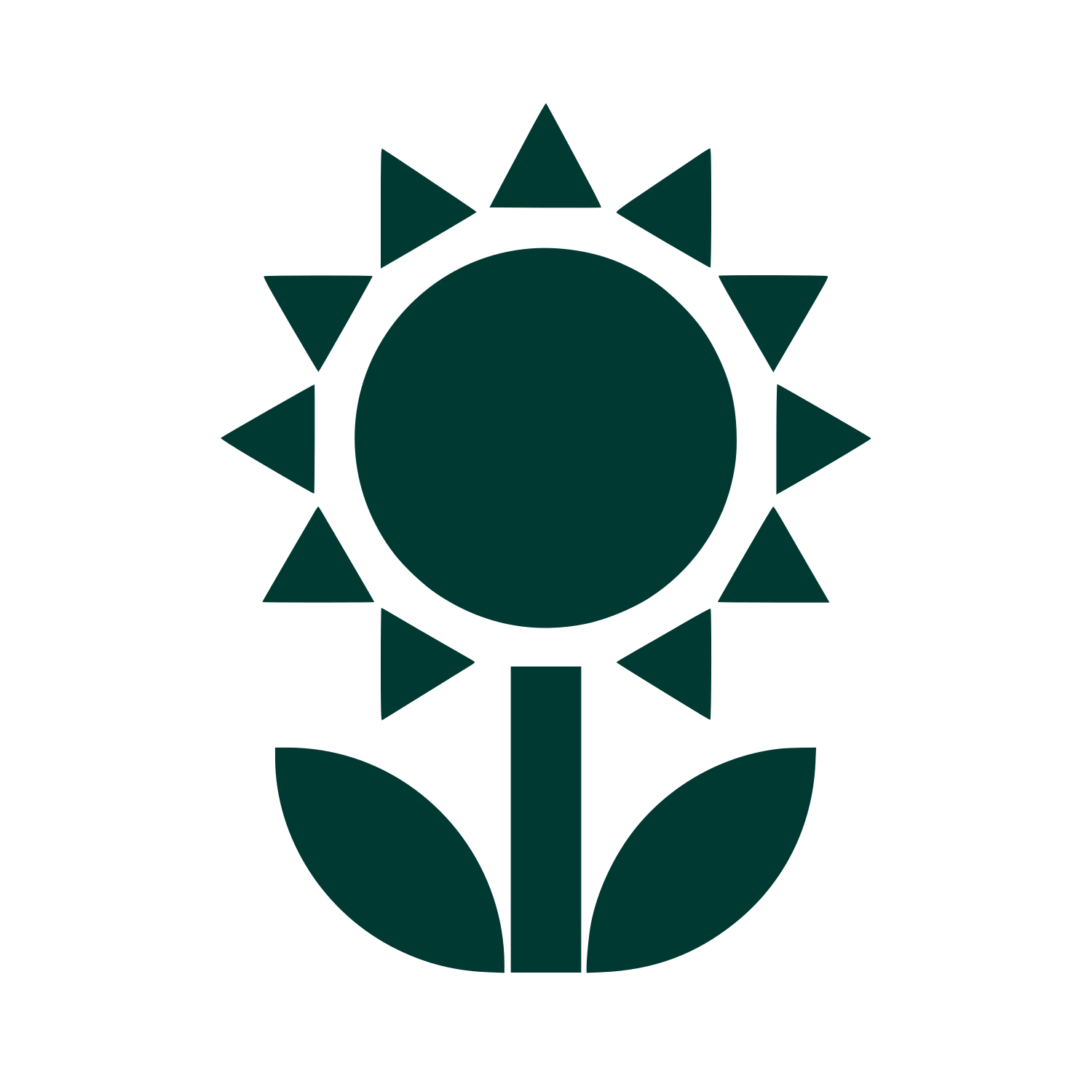 Geometric Sunflower Stem Logo #003932