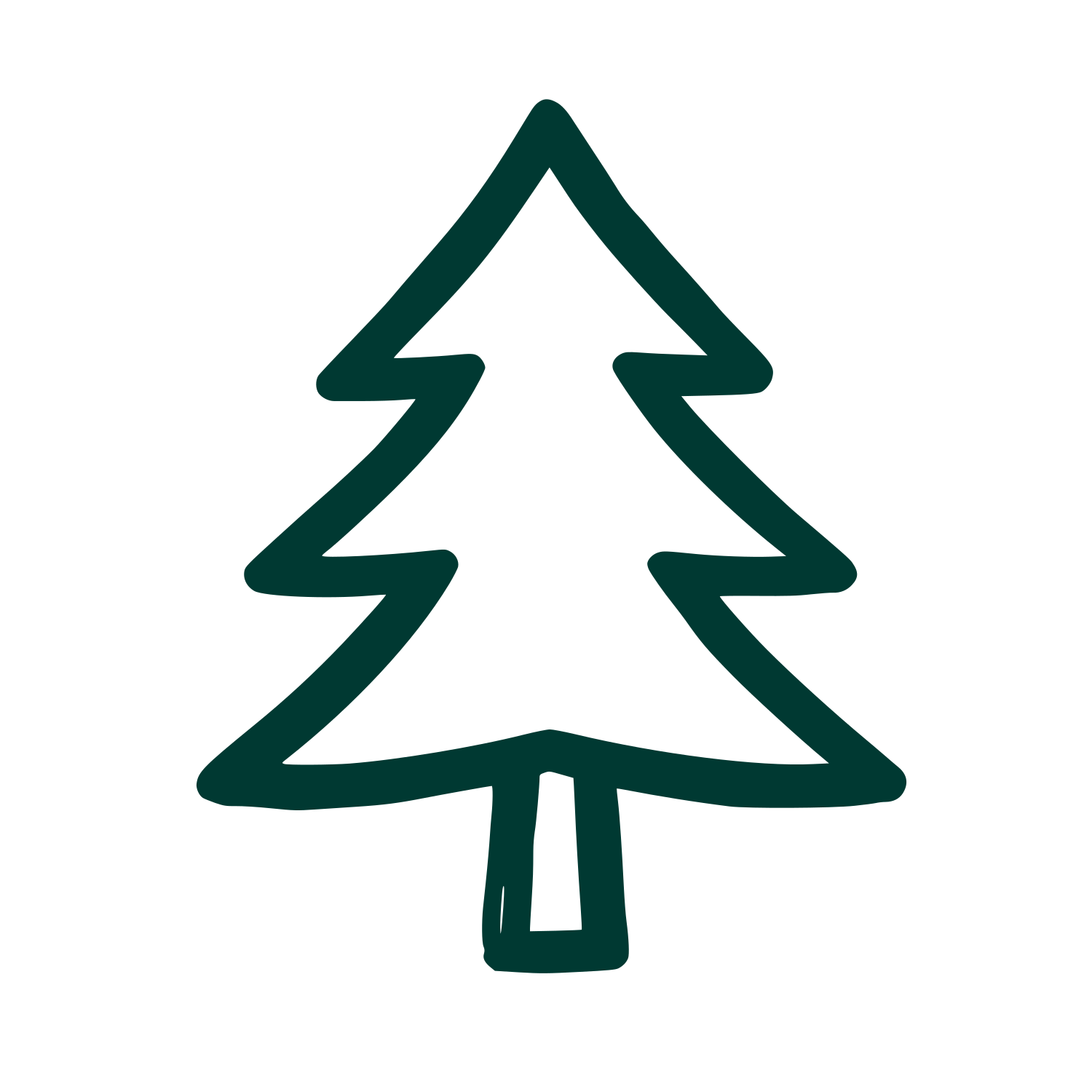 Hand Drawn Pine Tree Logo #003932