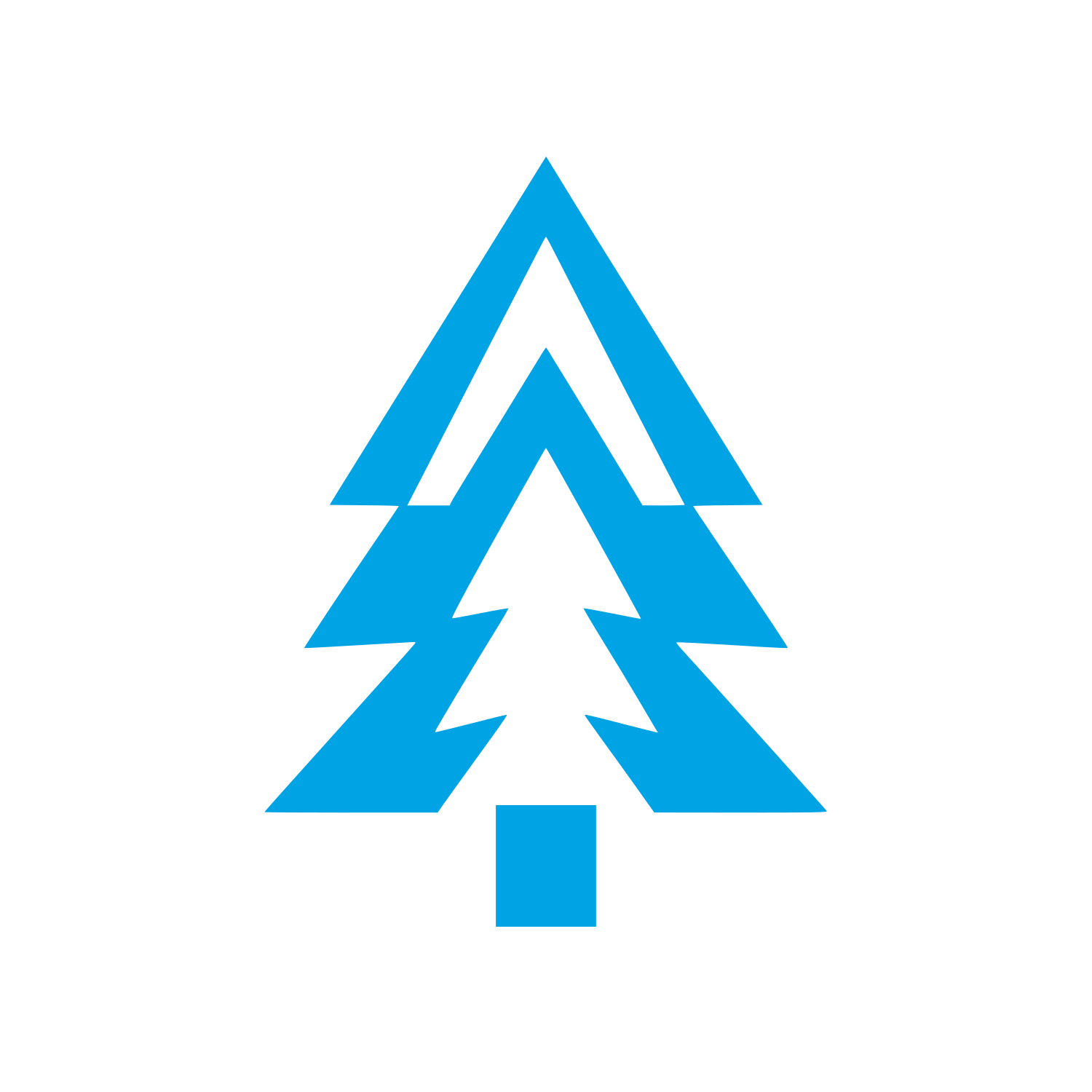 Layered Triangle Pine Tree Logo #00a3e4