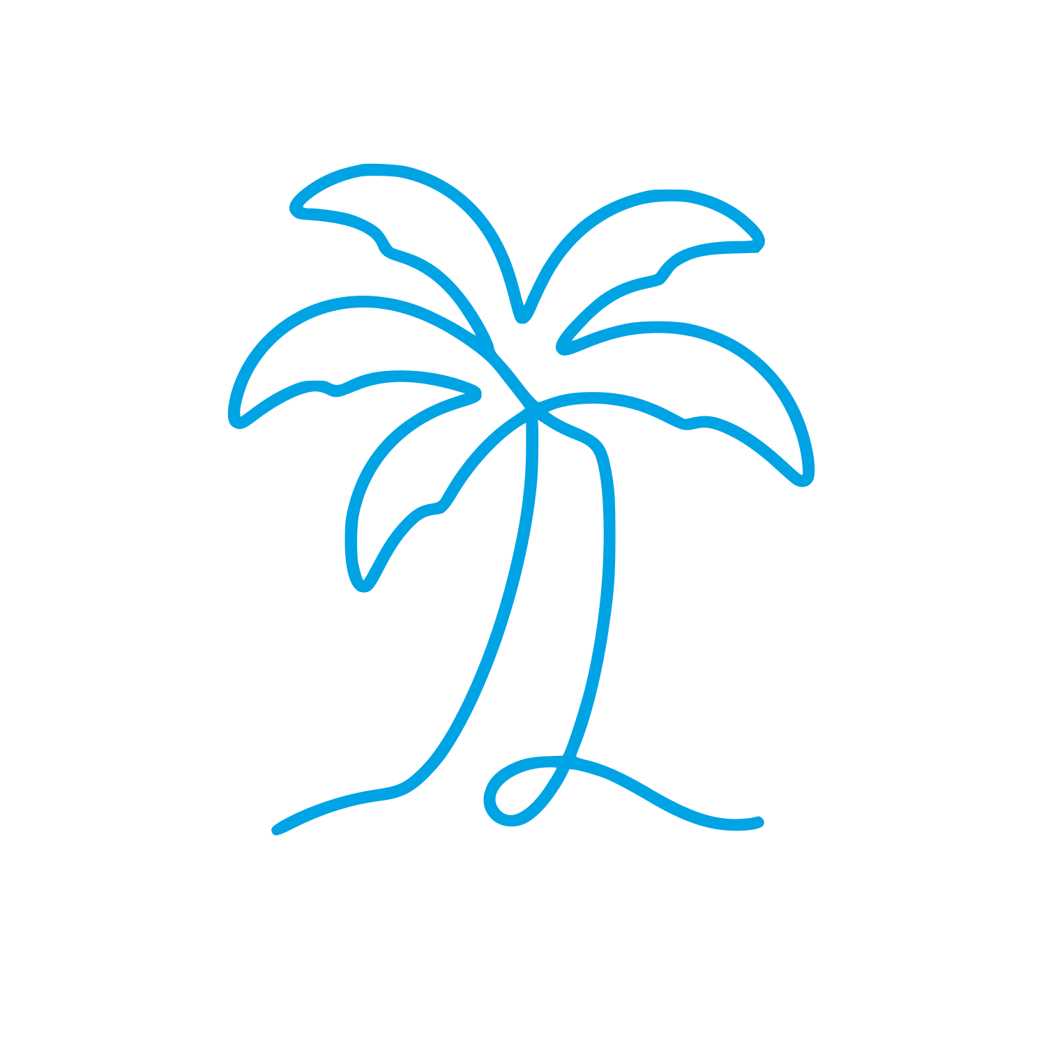 Single Line Palm Tree Logo #00a3e4