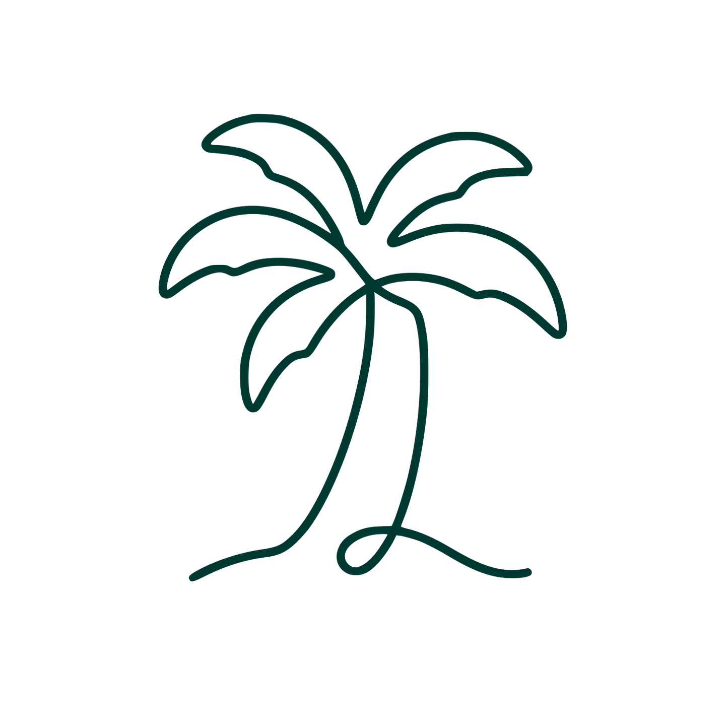 Single Line Palm Tree Logo #003932